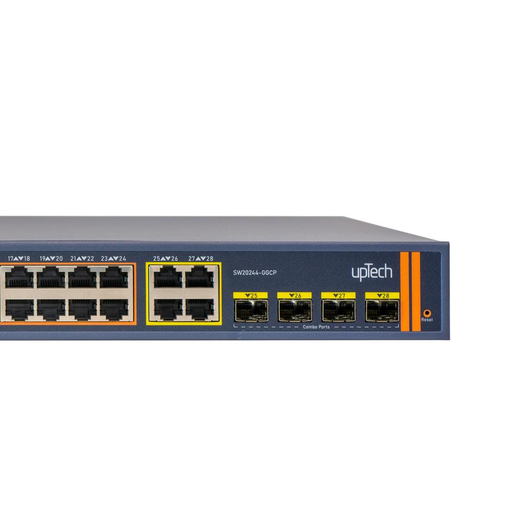 UPTECH SW20244-GGCP 24 Port 100/1000M(PoE+)+4 Port 100/1000M Combo SFP L2 Managed PoE+ SWITCH - Görsel 2